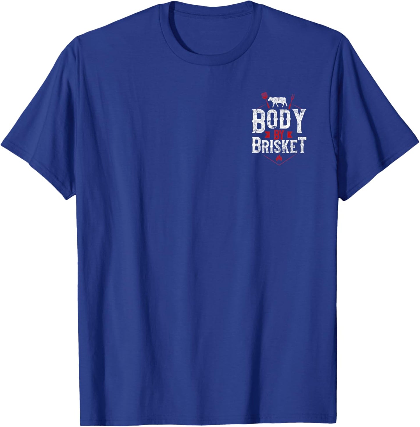 BBQ Smoker Body By Brisket Badge Cow T-Shirt - T-Shirt | Royal