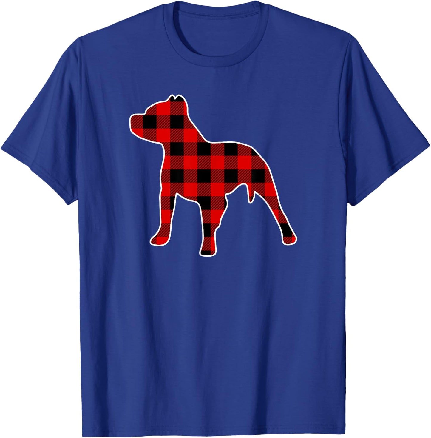 Pitbull Christmas Dog Plaid Lumberjack Pattern T-Shirt - T-Shirt | Royal