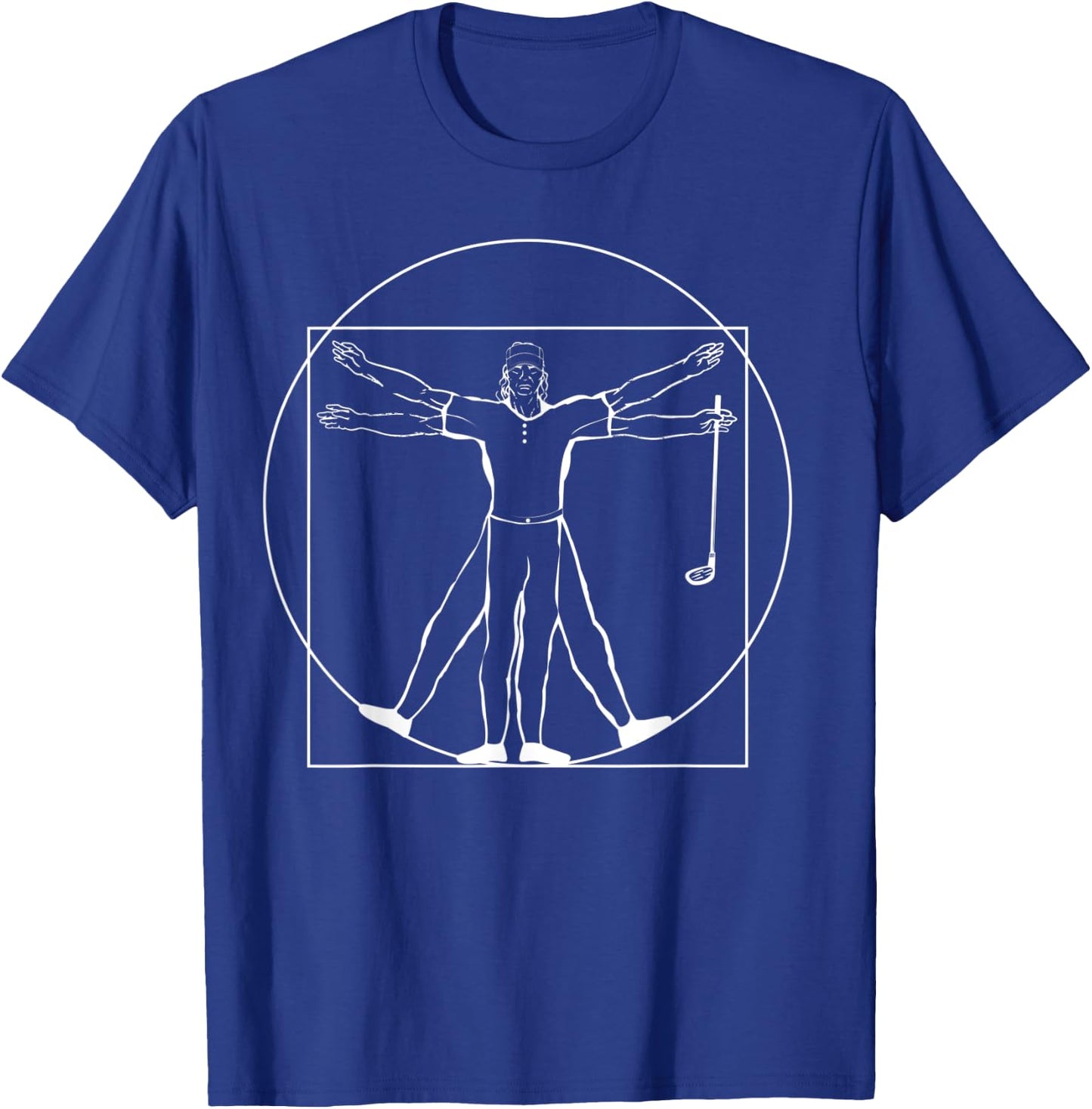 Golf Player - Da Vinci Vitruvian Man Golfing T-Shirt - T-Shirt | Royal