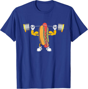 Muscular Hot Dog Deadlift Bodybuilding Fitness Fitness Gym Men Women T-Shirt - T-Shirt | Royal