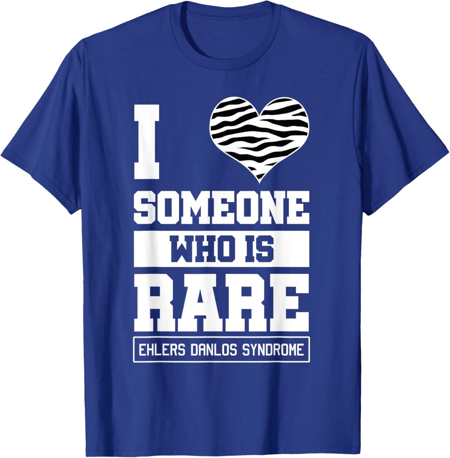 Ehlers Danlos Syndrome Black and White Awareness Ribbon Love T-Shirt - T-Shirt | Royal