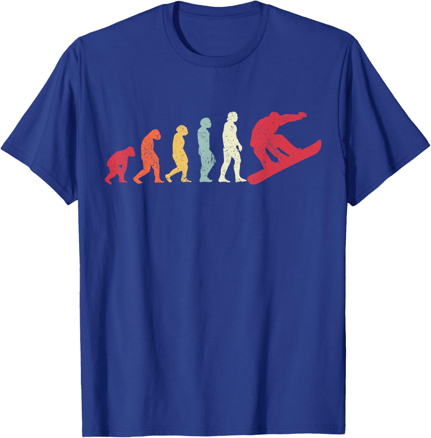 Snowboard Evolution Of Man Boarder Monkey Ape To Snowboarder T-Shirt - T-Shirt | Royal