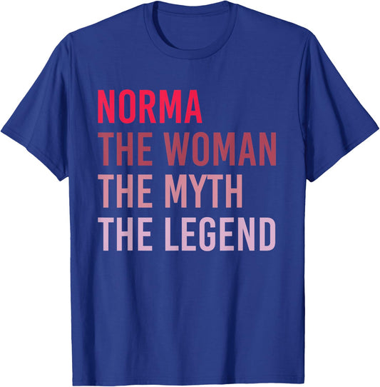NORMA The Woman Myth Legend Personalized Name Birthday Gift T-Shirt - T-Shirt | Royal
