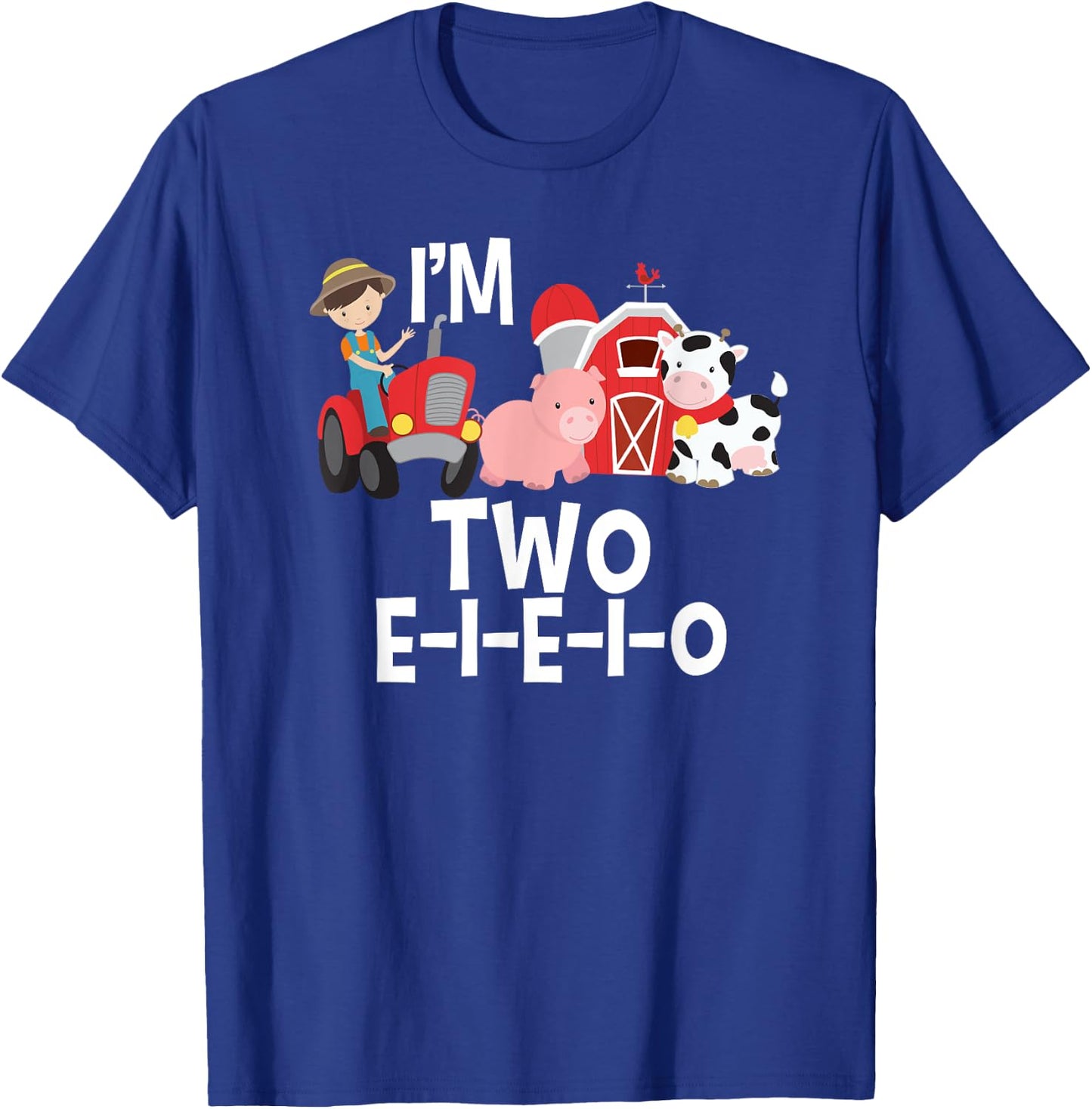 Old MacDonald I'm 2 E-I-E-I-O Birthday 2 Year Party T-Shirt - T-Shirt | Royal