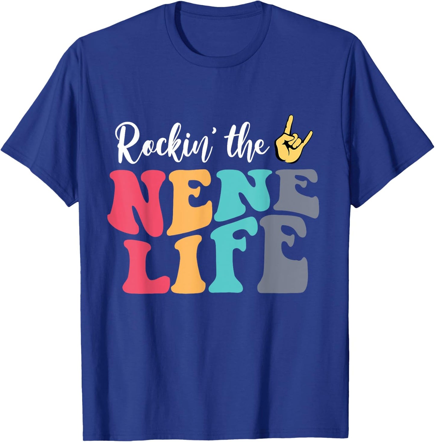 Retro Vintage Rockin' The Nene Life Birthday Mother's Day T-Shirt - T-Shirt | Royal