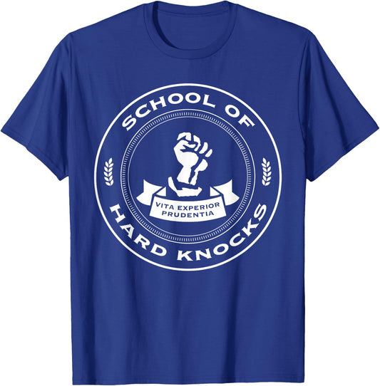 School Of Hard Knocks Funny Pun Rock Geek Geeky Nerdy T-Shirt - T-Shirt | Royal
