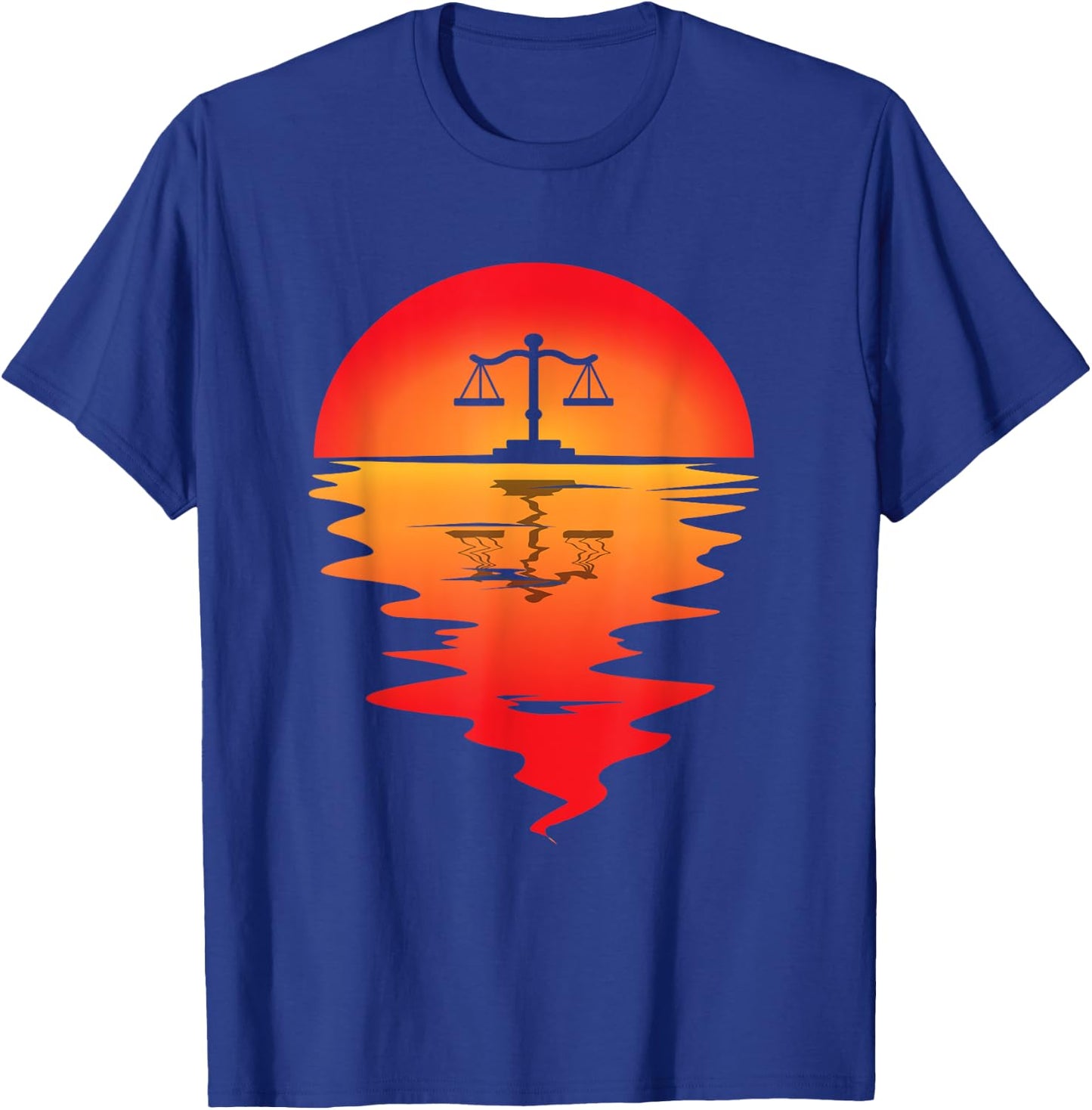 Vintage Sunset Lawyer Scale Justice Attorney Law Student T-Shirt - T-Shirt | Royal
