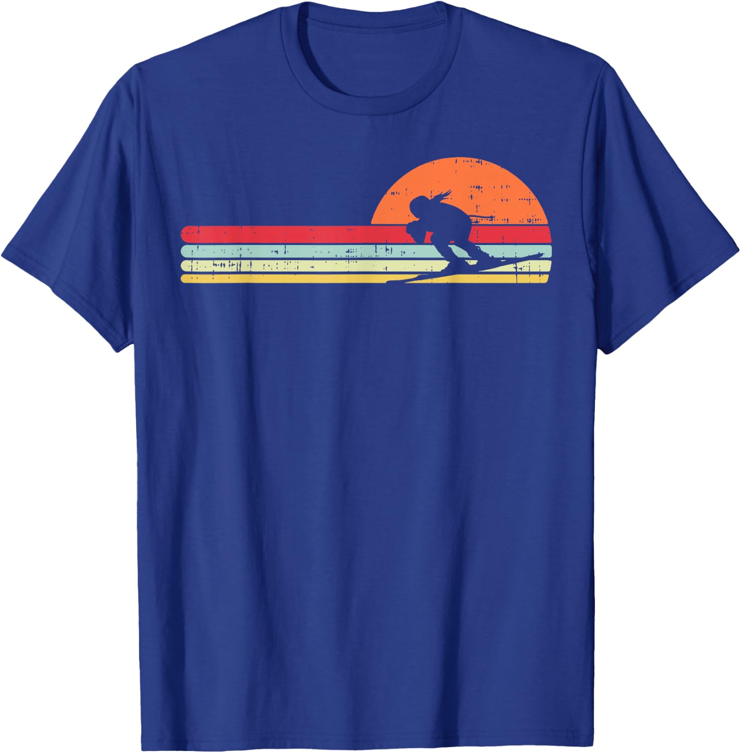Girl Skiing Retro Snow Winter Sports Ski Lover Women Gift T-Shirt - T-Shirt | Royal