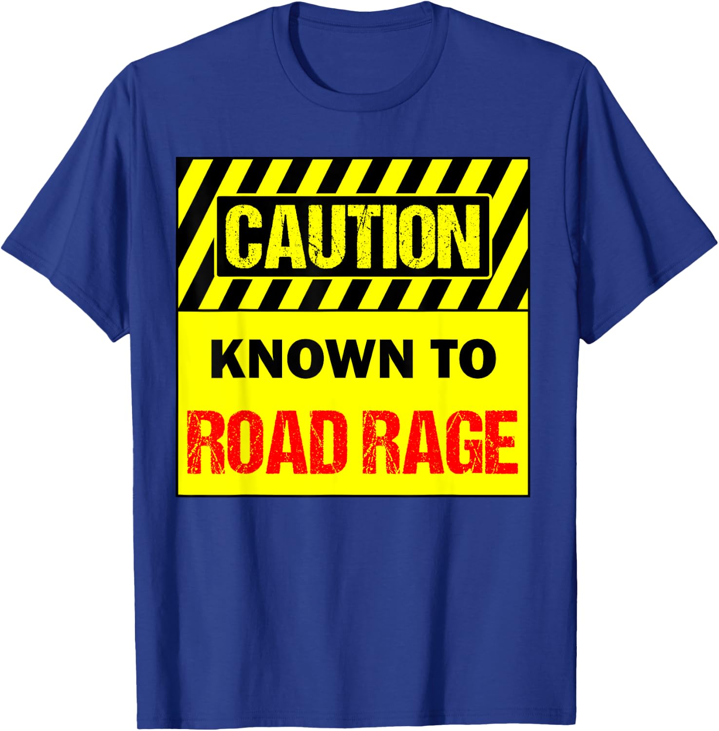 Men's -Adults Black Cotton 60% Polyester 40% Modern Collarless Short Sleeve Known To Road Rage Driver Small T-Shirt - T-Shirt | Royal