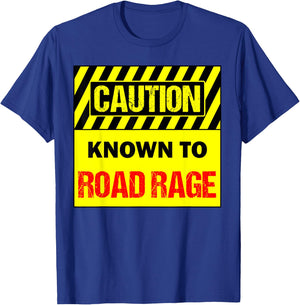 Men's -Adults Black Cotton 60% Polyester 40% Modern Collarless Short Sleeve Known To Road Rage Driver Small T-Shirt - T-Shirt | Royal