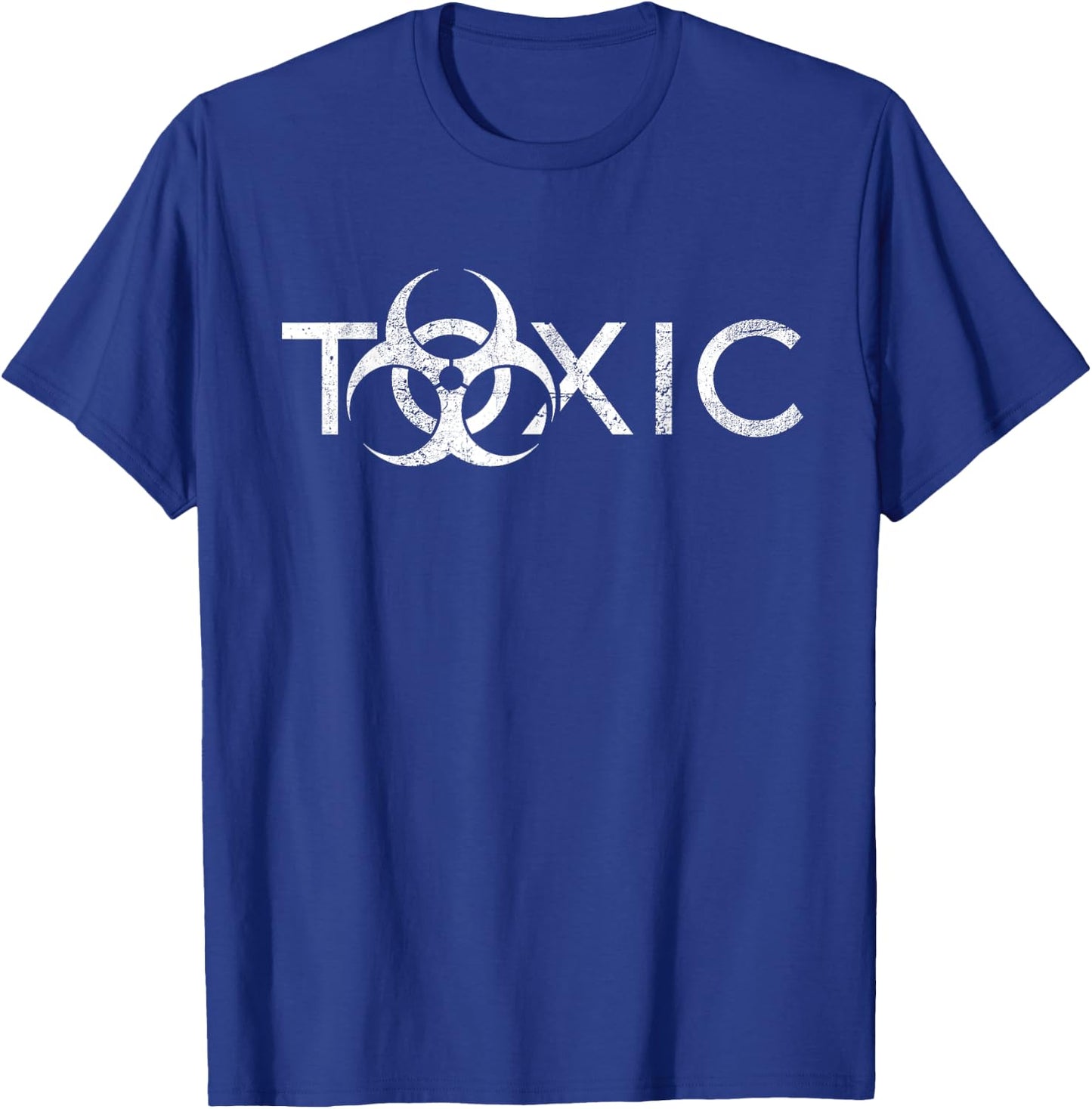 Toxic Biohazard Symbol White Distressed T-Shirt - T-Shirt | Royal