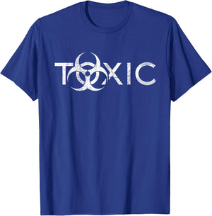 Toxic Biohazard Symbol White Distressed T-Shirt - T-Shirt | Royal