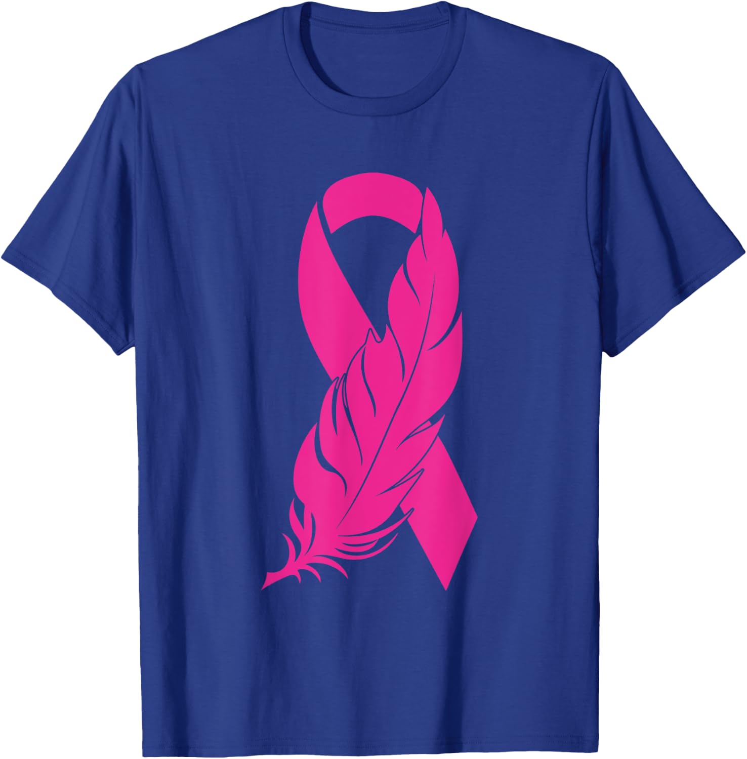 Breast Cancer Survivor Awareness Women Feather Pink Ribbon T-Shirt - T-Shirt | Royal