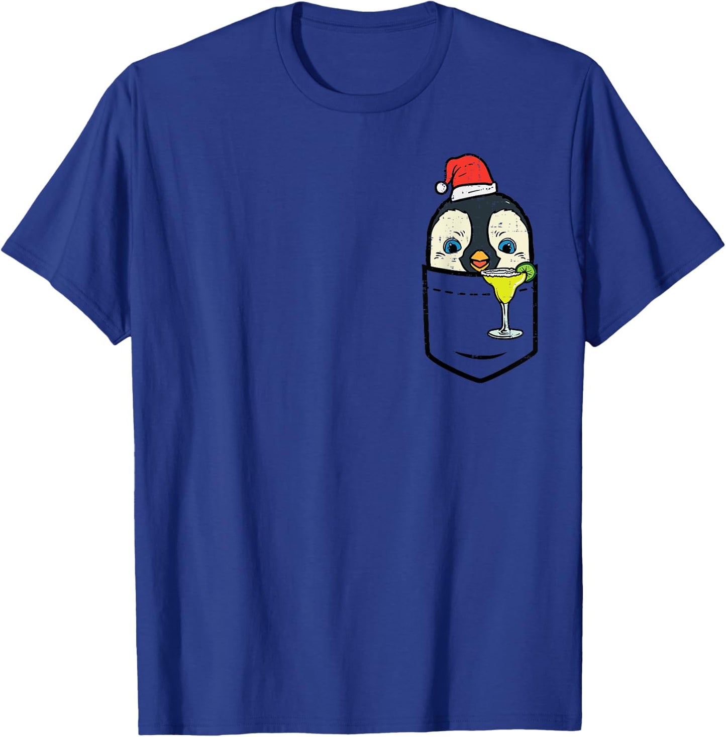 Pocket Santa Penguin Cute Christmas In July Summer Xmas Bird T-Shirt - T-Shirt | Royal