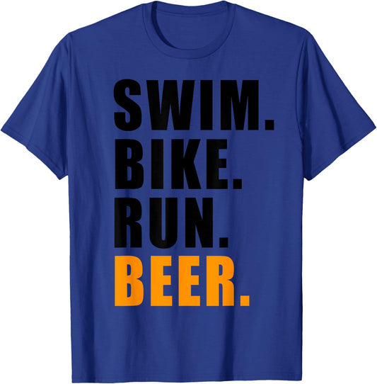 Swim Bike Run Beer Triathlete Triathlon Sport T-Shirt - T-Shirt | Royal