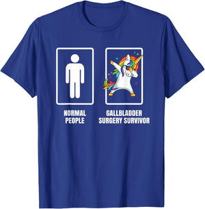 Gallbladder Surgery Funny Teez Co. Dabbing Unicorn Gallbladder Surgery Recovery Gift - Black, Small, Men's Modern Cartoon T-Shirt - T-Shirt | Royal
