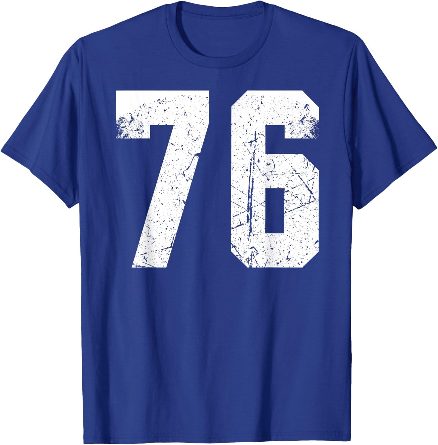 Number #76 Sport White Vintage Number T-Shirt - T-Shirt | Royal