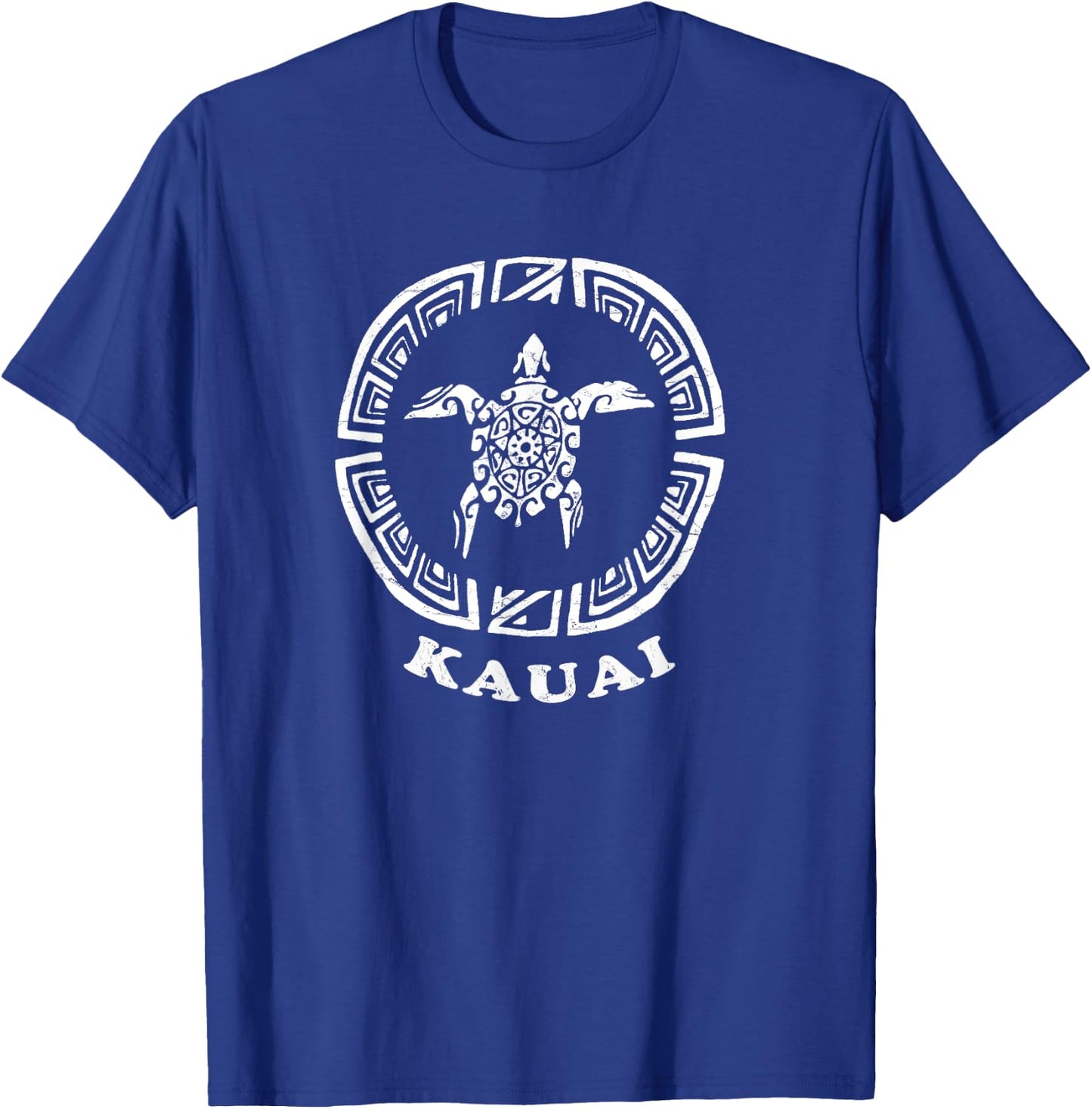 Kauai, Hawaii Vintage Retro Tribal Turtle Vacation T-Shirt - T-Shirt | Royal