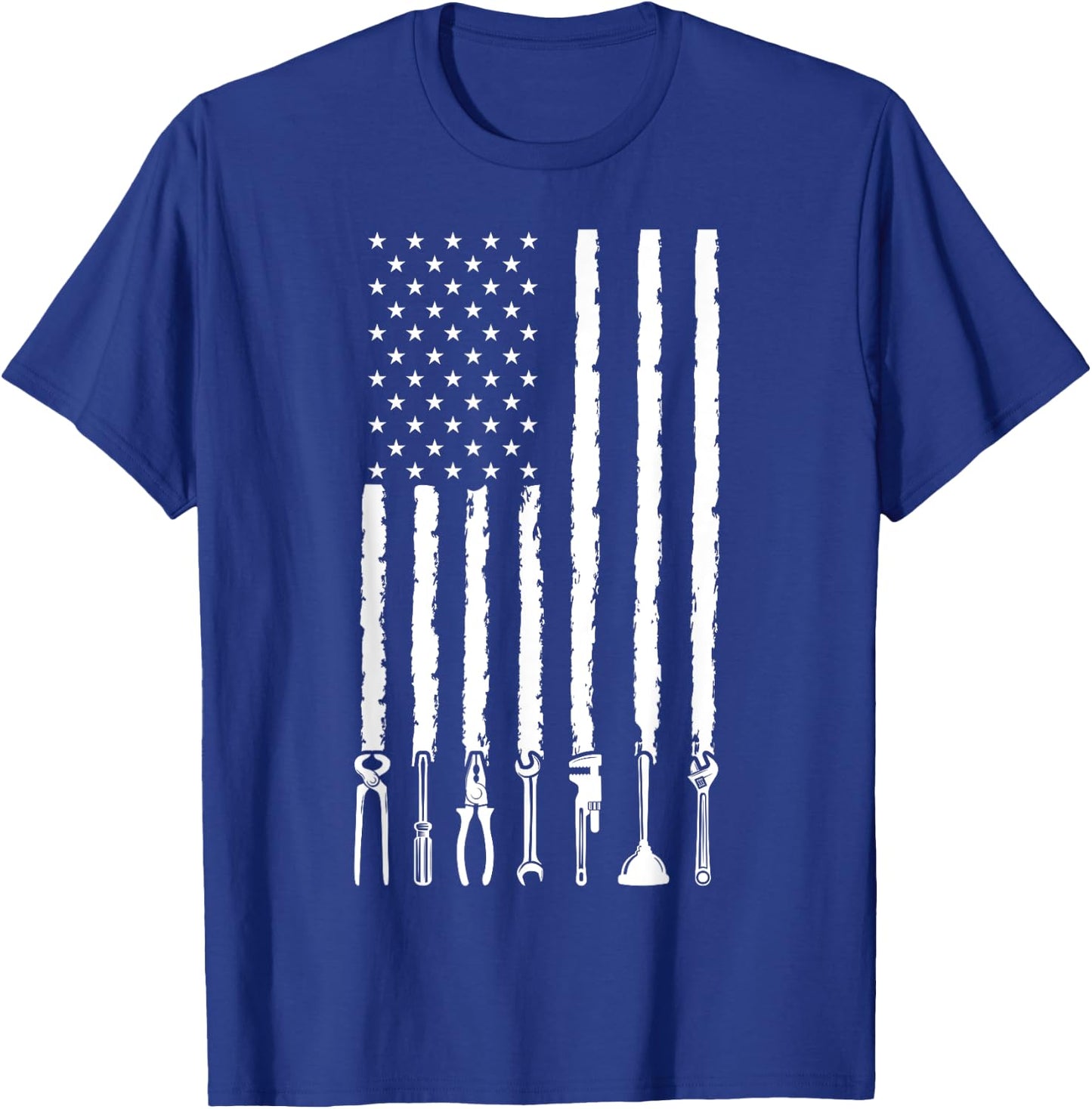 4th of July Patriotic Handyman USA American Flag Plumber T-Shirt - T-Shirt | Royal