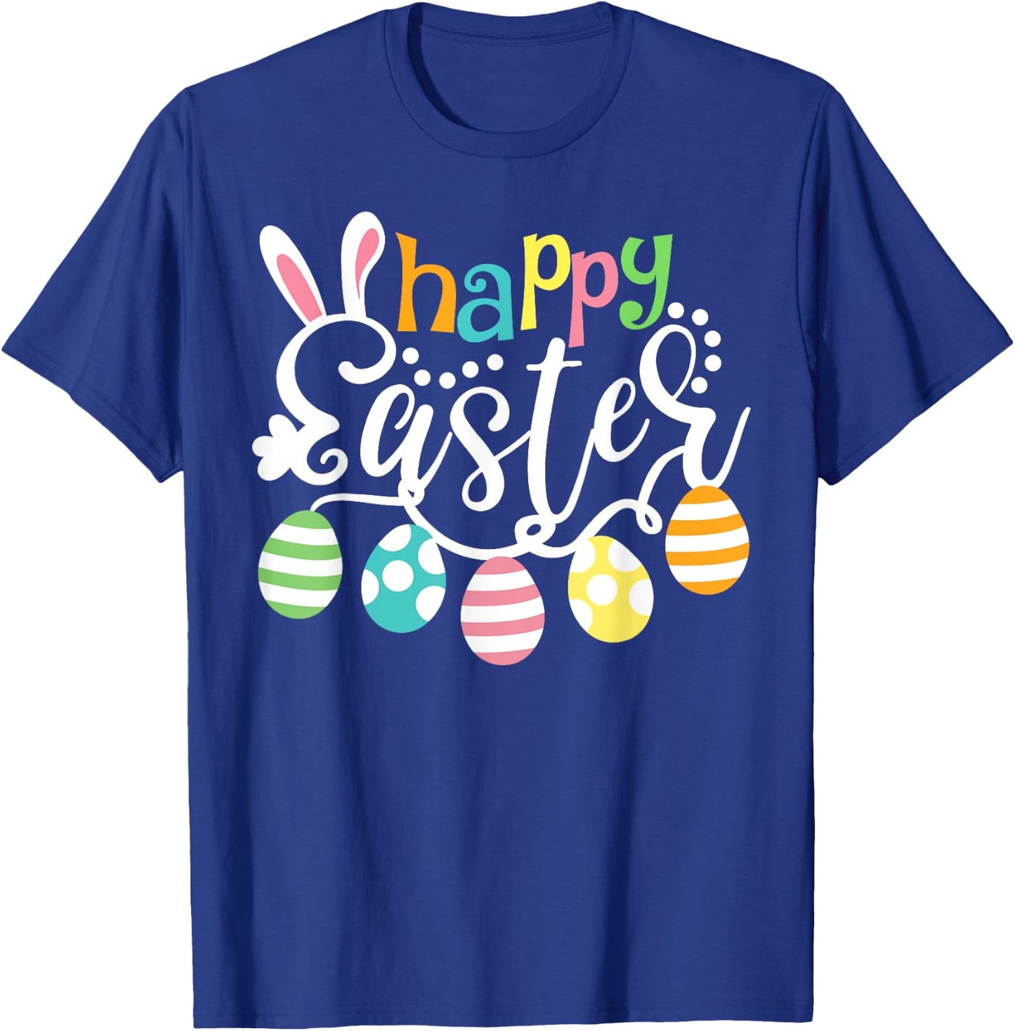 Happy Easter Day Colorful Egg Hunting Cute Bunny Girl T-Shirt - T-Shirt | Royal