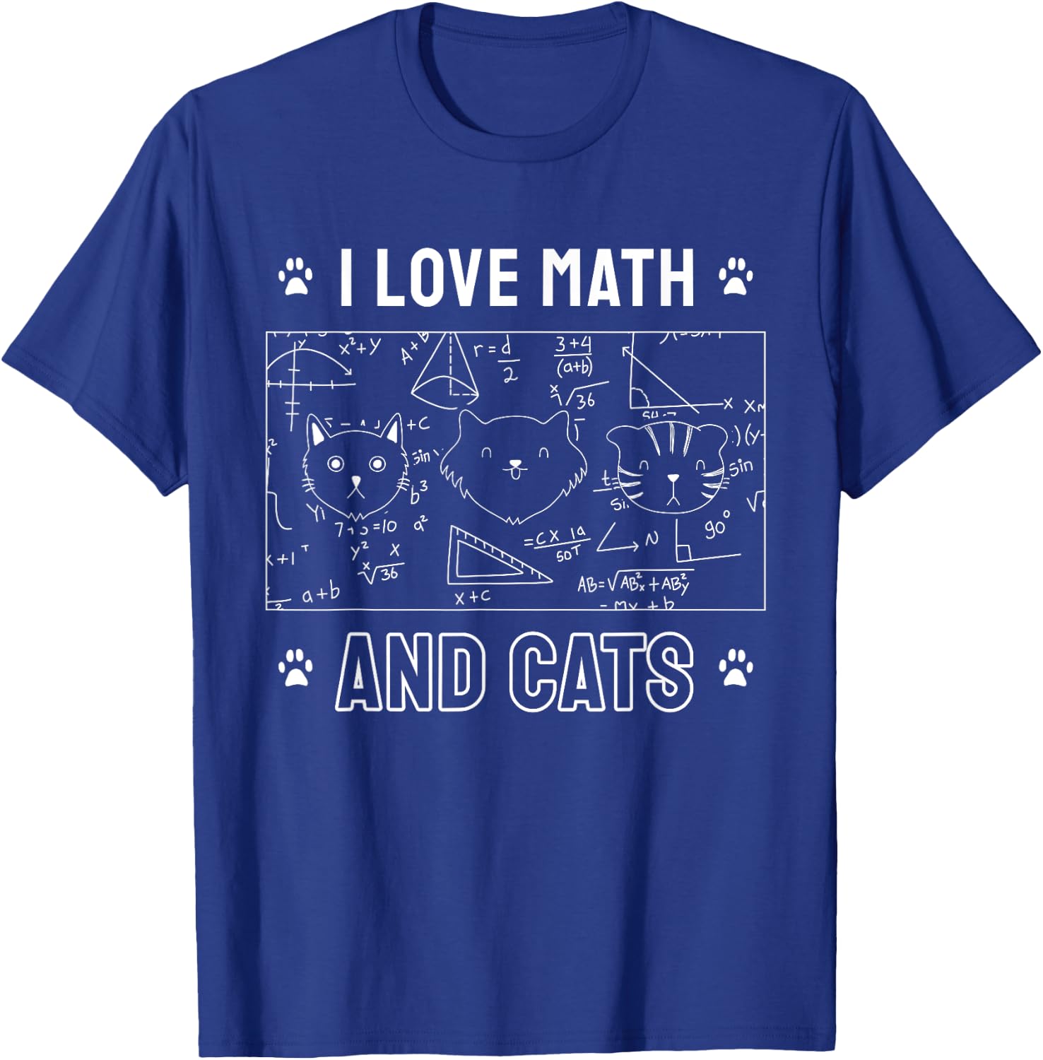 I Love Math And Cats Funny Cat Lover Math Teacher Men Women Kids T-Shirt - T-Shirt | Royal