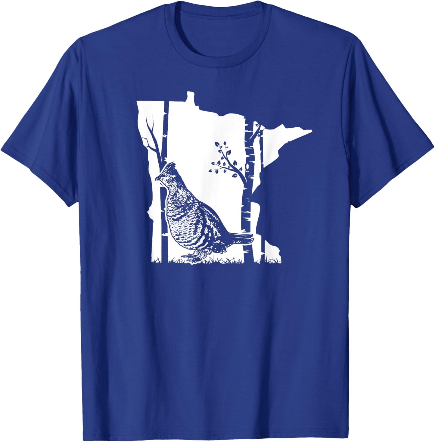 Hunting Partridge Grouse- Minnesota map Bird Hunter T-Shirt - T-Shirt | Royal