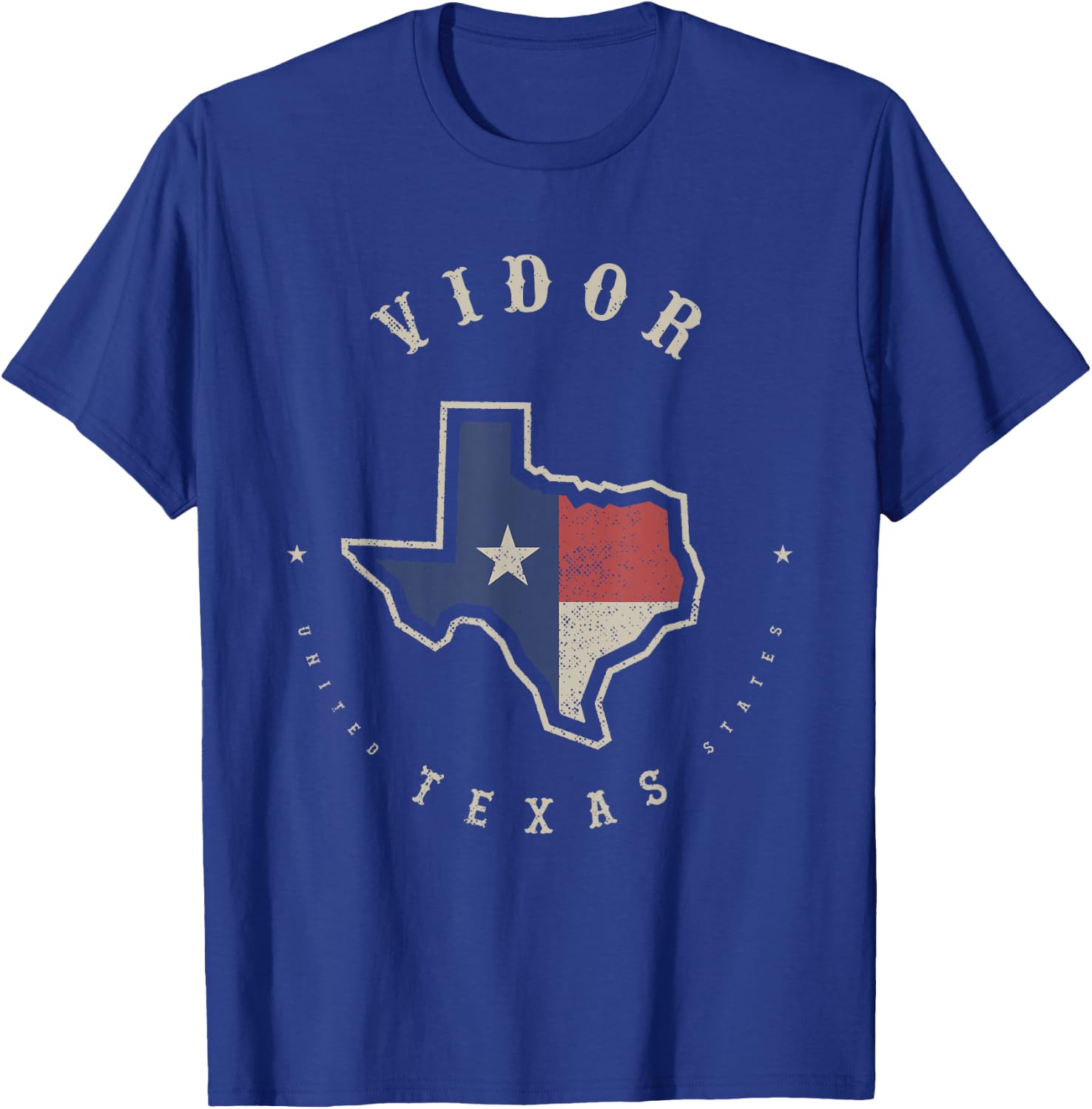 Vintage Vidor Texas State Flag Map Souvenir Gift T-Shirt - T-Shirt | Royal