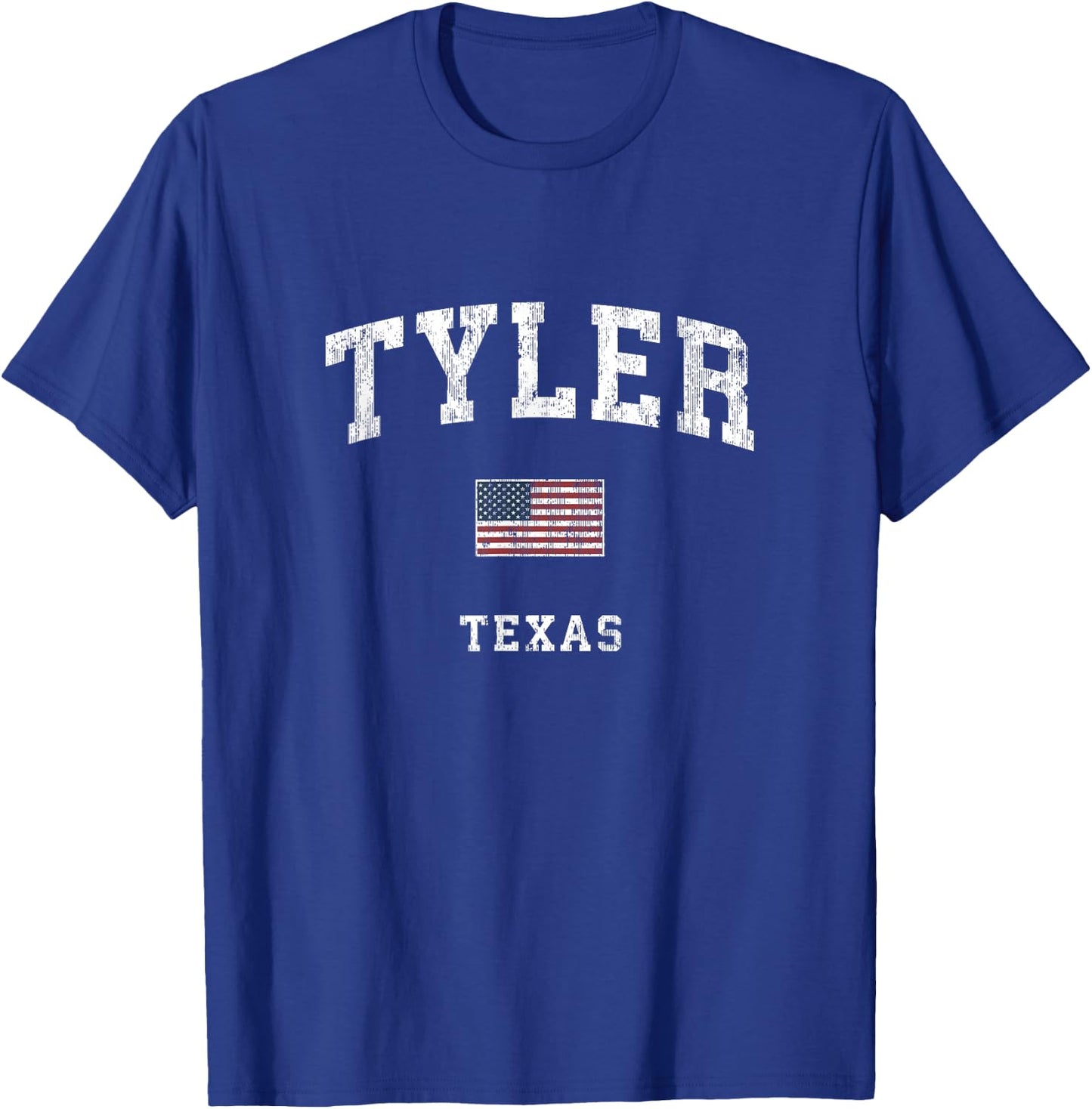 Tyler Texas TX Vintage American Flag Sports Design Kids Men T-Shirt - T-Shirt | Royal