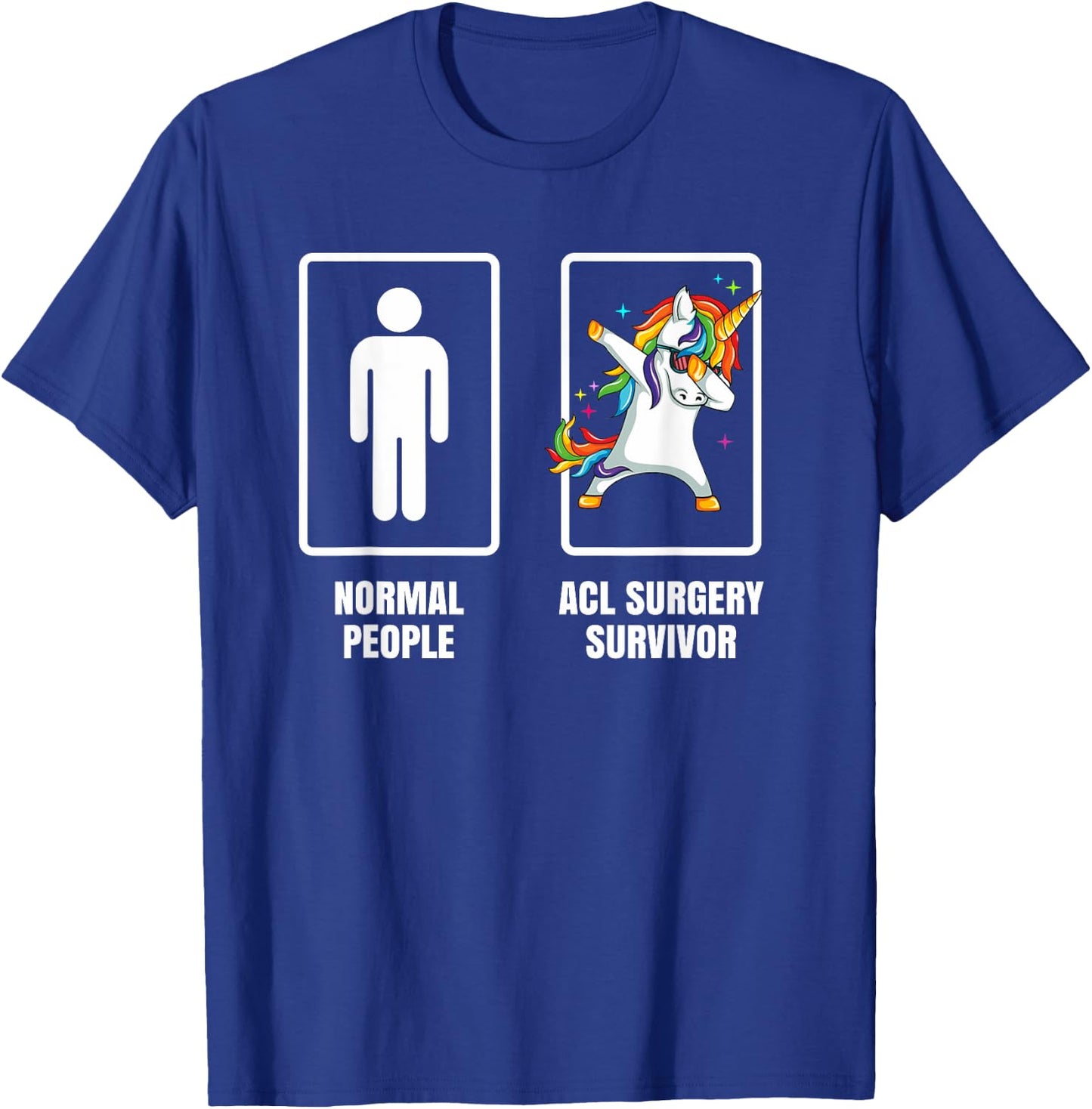 Dabbing Unicorn ACL Knee Surgery Survivor Recovery Get Well T-Shirt - T-Shirt | Royal