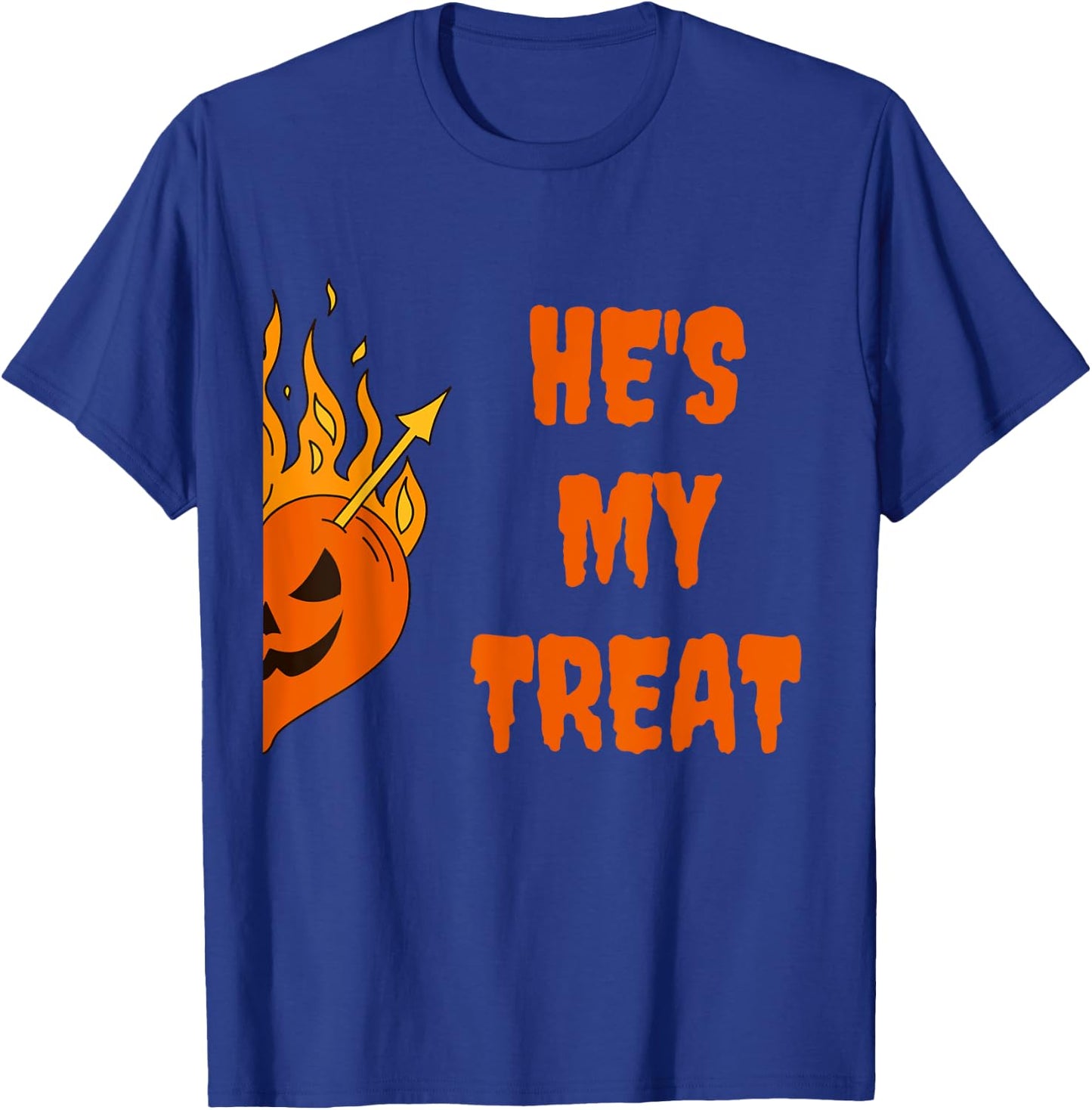 He's My Treat She's My Trick Halloween Matching Set Couples T-Shirt - T-Shirt | Royal