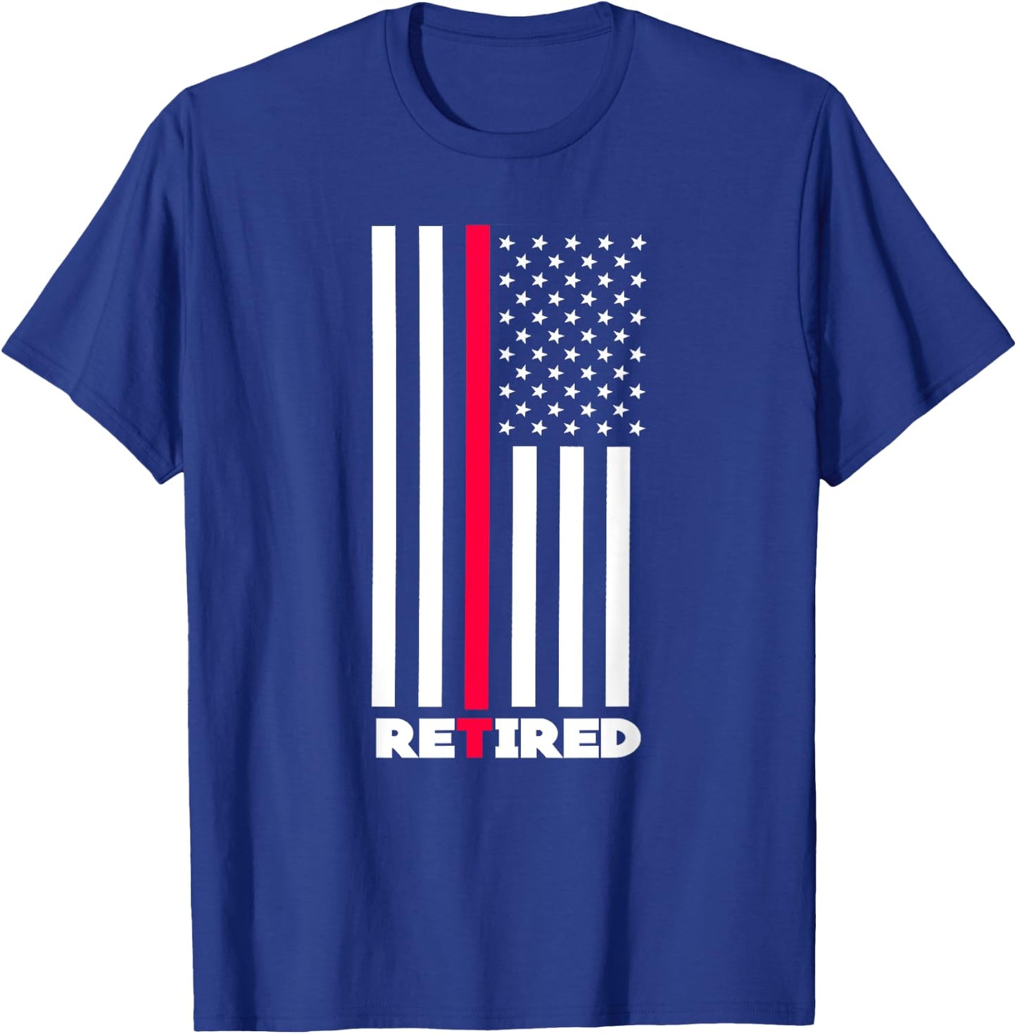Thin Red Line Retired Firefighter Retirement Gifts Women Men T-Shirt - T-Shirt | Royal