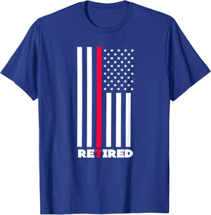 Thin Red Line Retired Firefighter Retirement Gifts Women Men T-Shirt - T-Shirt | Royal