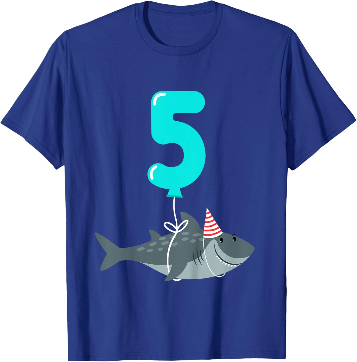 5th Birthday Shark Shirt | Cute 5 Year Old Shark Gift Shirt T-Shirt - T-Shirt | Royal