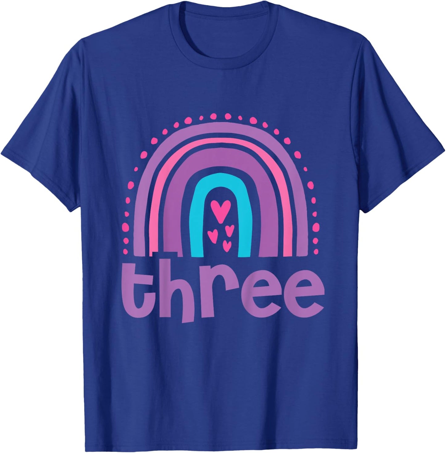 Girl's 3rd Birthday Boho Rainbow Three 3 Years Old Birthday T-Shirt - T-Shirt | Royal