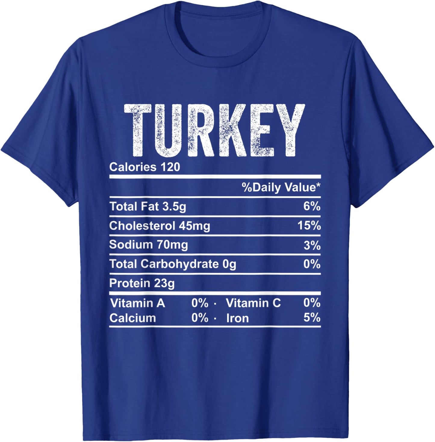 Turkey Nutrition Facts Thanksgiving Food Funny Gravy Turkey T-Shirt - T-Shirt | Royal
