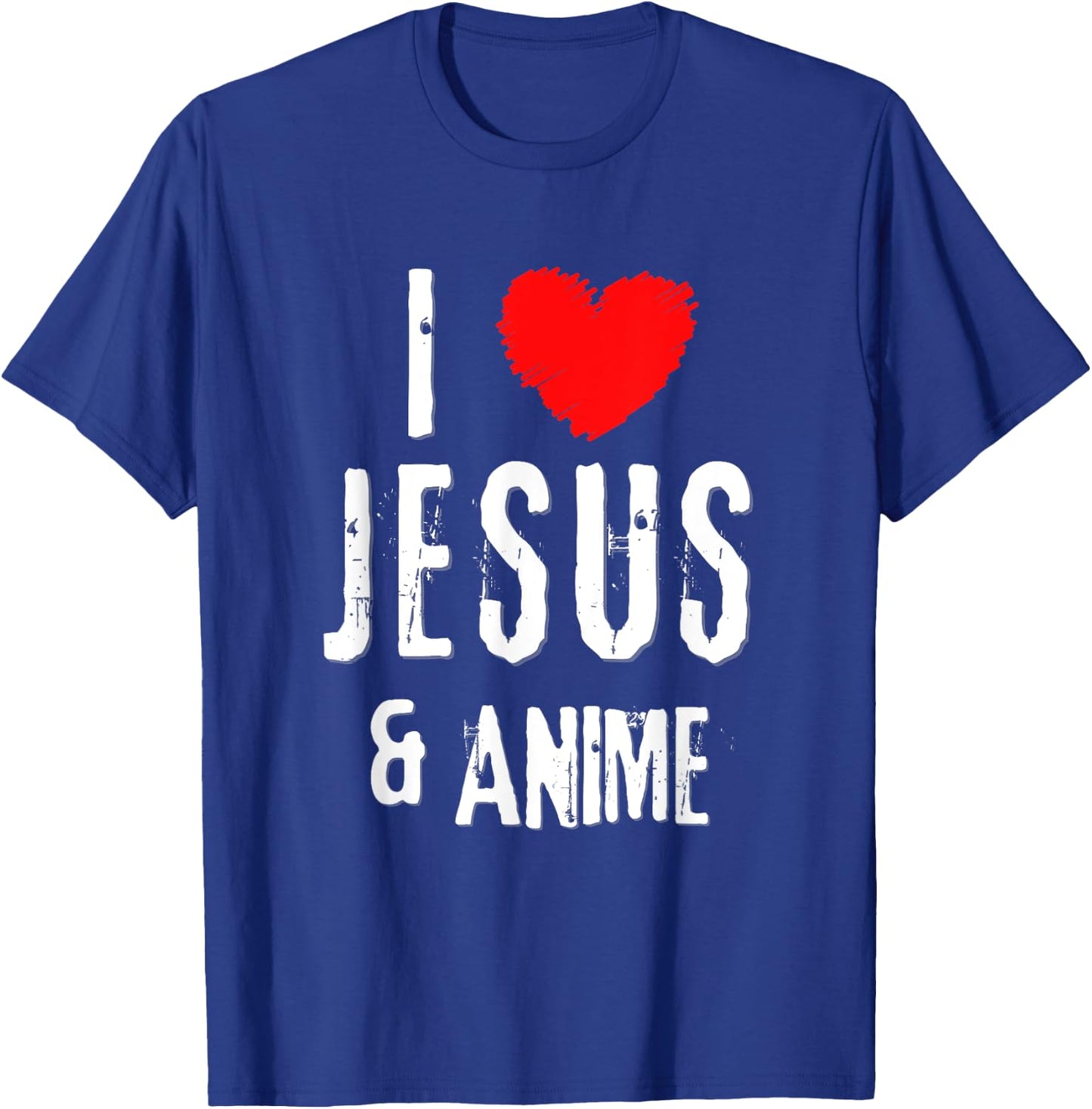 Vintage Grunge I Love JESUS & ANIME, Christian T-Shirt - T-Shirt | Royal