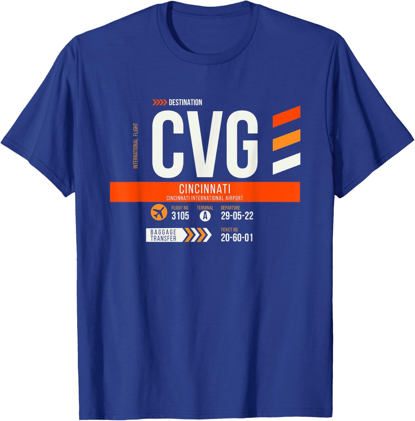 Vintage Cincinnati CVG Airport Code Travel Day Retro Travel T-Shirt - T-Shirt | Royal