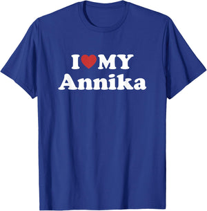 I Love My Annika First Name Matching Couple Outfit T-Shirt - T-Shirt | Royal