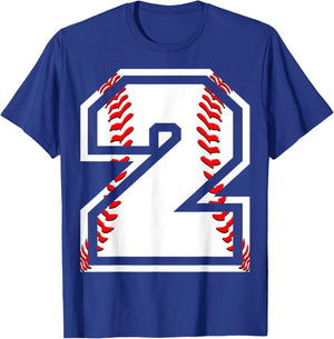 Kids 2nd Birthday Sports Gift - Number 2 Baseball Theme Gift T-Shirt - T-Shirt | Royal