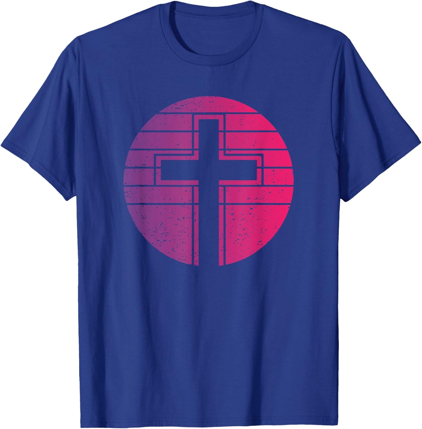 Jesus Cross Retro Style Vintage T-Shirt - T-Shirt | Royal