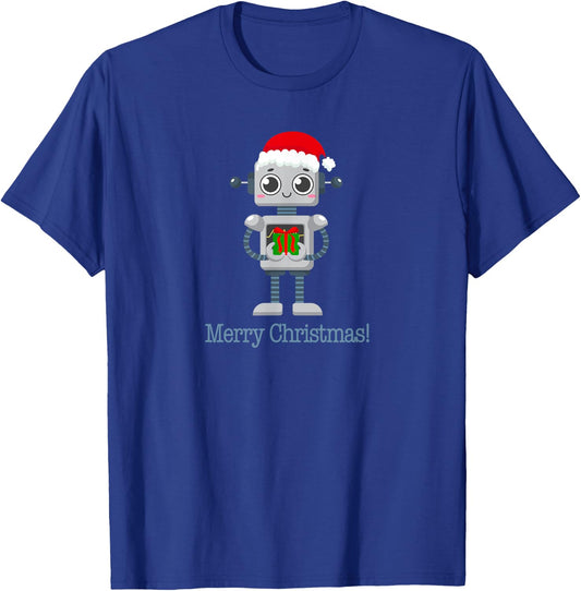Retro Futurism Christmas Robot saying Merry Christmas T-Shirt - T-Shirt | Royal