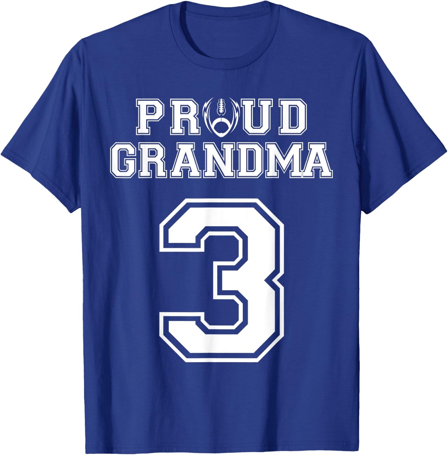 Custom Proud Football Grandma Number 3 Personalized Women T-Shirt - T-Shirt | Royal