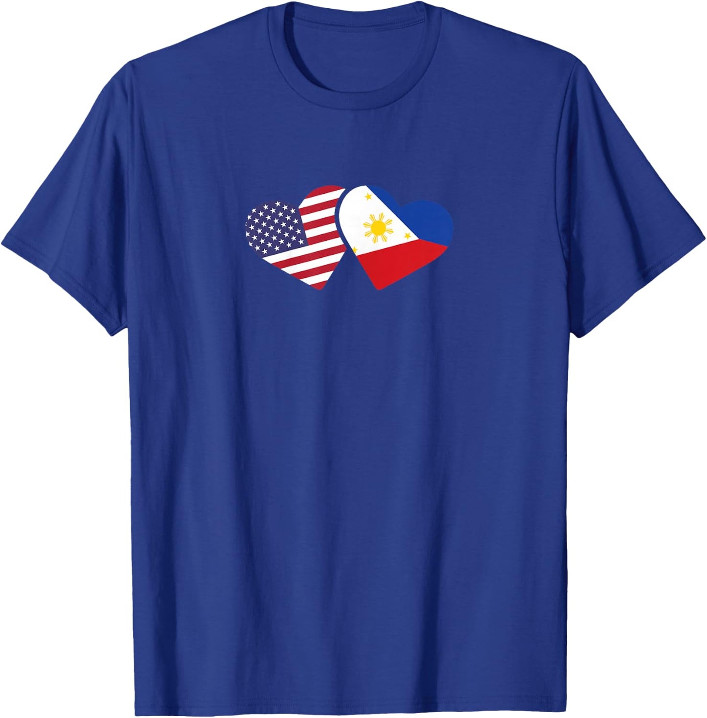 Philippines USA Flag T Shirt Heart Filipino American Love T-Shirt - T-Shirt | Royal