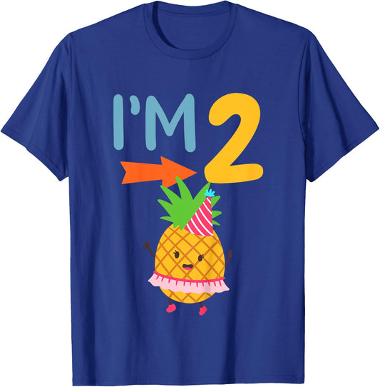 Kids 2nd Birthday Party Pineapple I’m 2 Two Years Old T-Shirt - T-Shirt | Royal