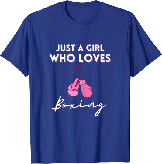 Just A Girl Who Loves Boxing Cool Girls Boxing Gloves Gifts T-Shirt - T-Shirt | Royal