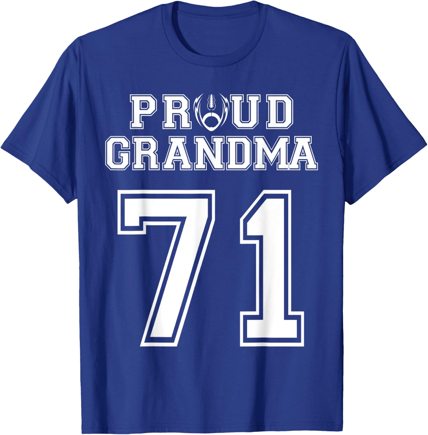 Custom Proud Football Grandma Number 71 Personalized Women T-Shirt - T-Shirt | Royal