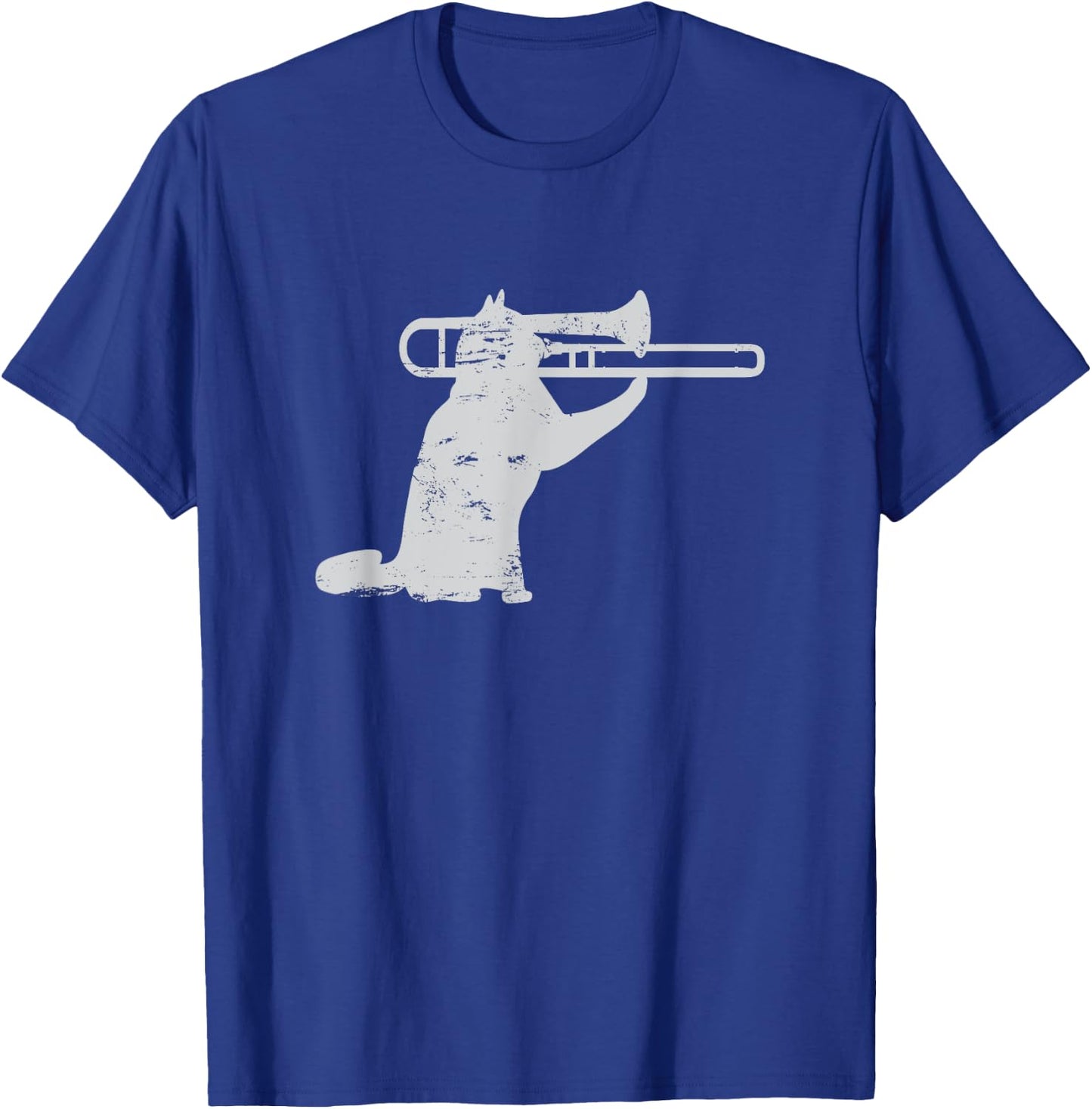 Jazz Cat Playing Trombone For Brass Players T-Shirt - T-Shirt | Royal