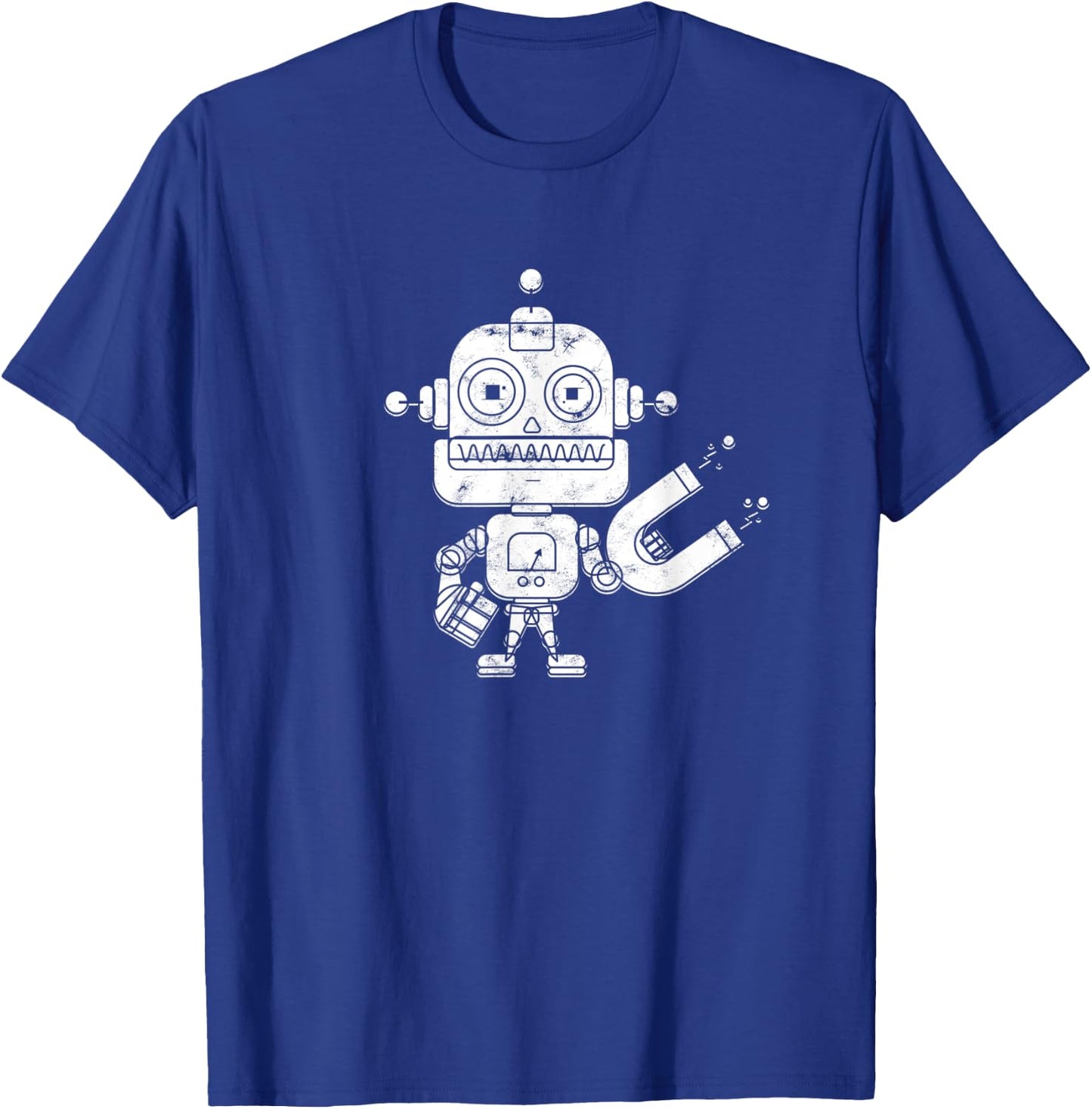 Distressed Retro Robot Dark - Artificial Intelligence Robot T-Shirt - T-Shirt | Royal
