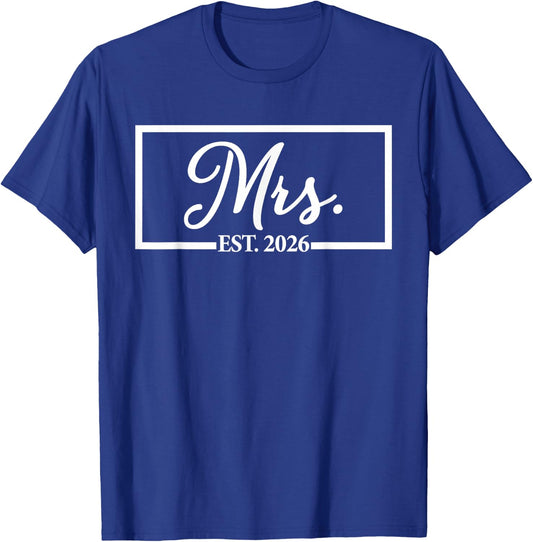Mrs. Est. 2026 Wife Husband Married Couple Wedding Mr Mrs T-Shirt - T-Shirt | Royal