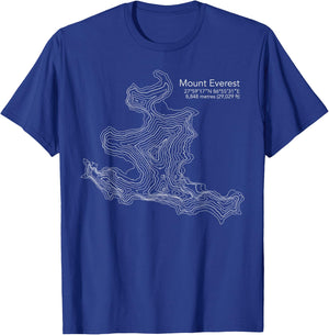 Everest Topographic Map - Mount Everest Gift T-Shirt - T-Shirt | Royal